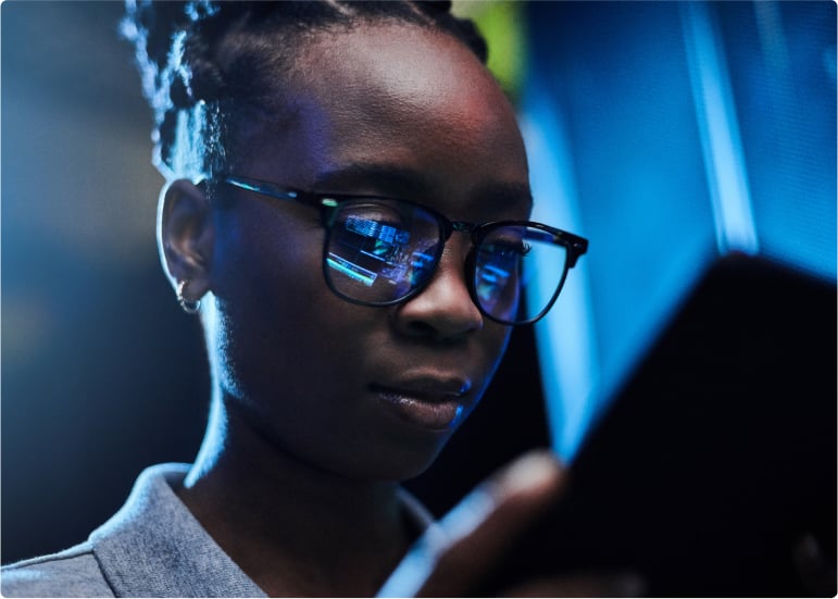 woman looking at screen